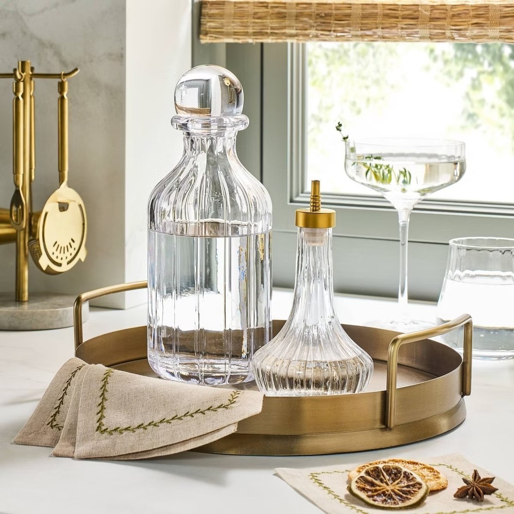 880ml Ribbed Glass Decanter Clear - Hearth & Hand Magnolia, Target